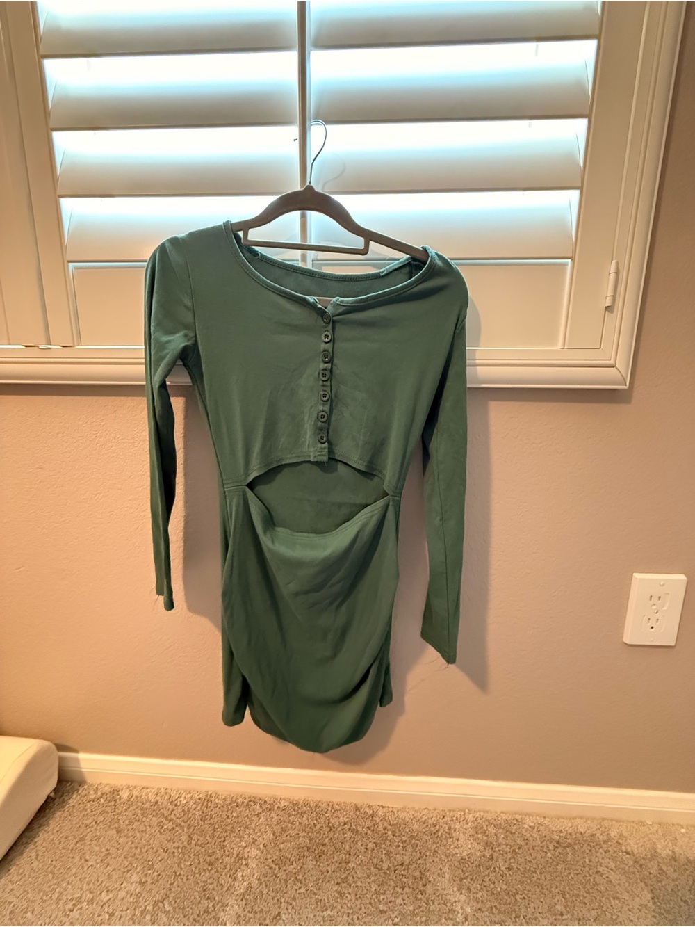 Long Sleeve Green Maternity/Nursing Top with Button Front
